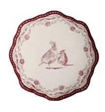Cream and Burgundy Partridge Pillow